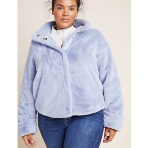 Anthropologie Jacket Plus Size 1XL Faux Fur Moonlight‎ Purple Teddy Bomber